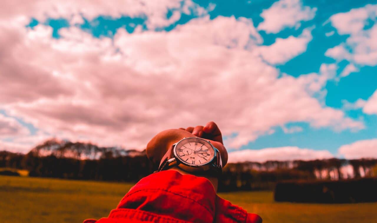 time traveler's wrist with watch